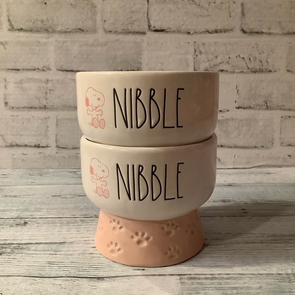 Rae Dunn Set of 2 Ceramic Nibble Snoopy Pet Dish